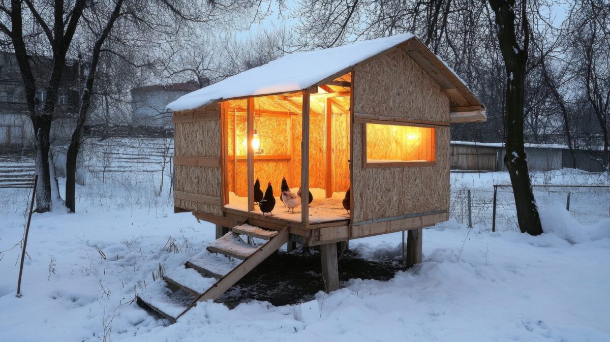 a chicken coop light can help birds stay warm and continue laying eggs in winter