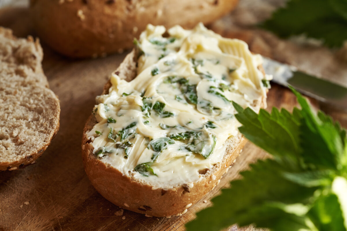 compound butter spread on homemade bread