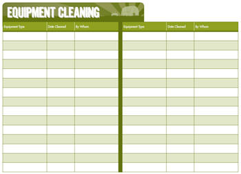 Equipment Cleaning Chart