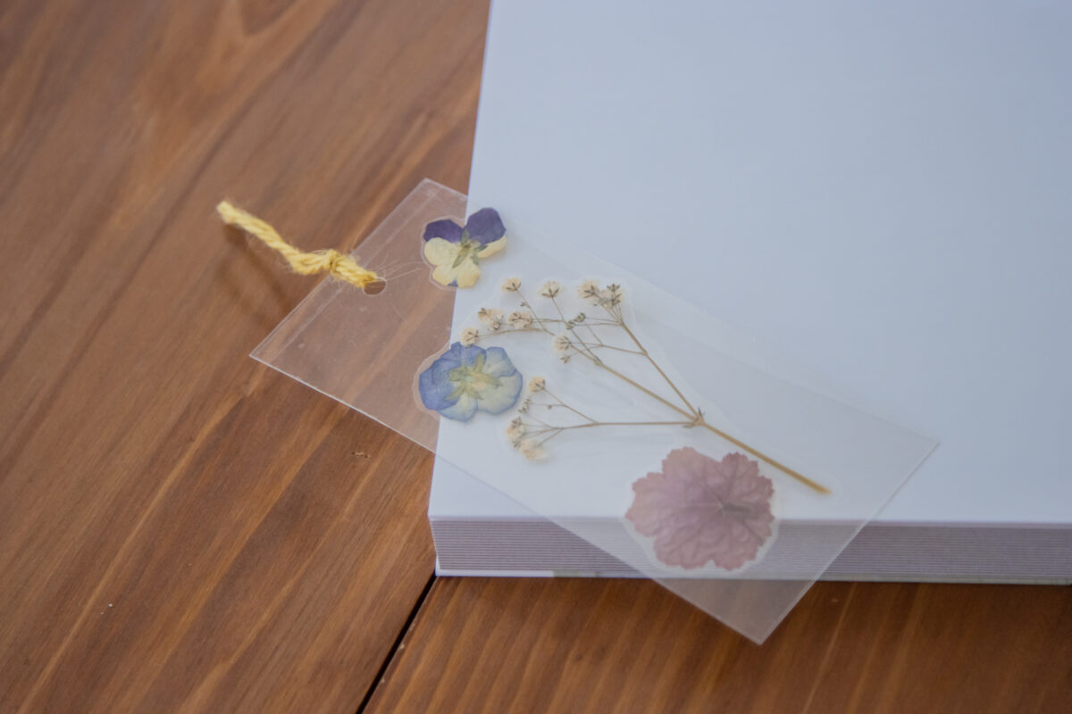 pressed flower crafts include this homemade floral bookmark