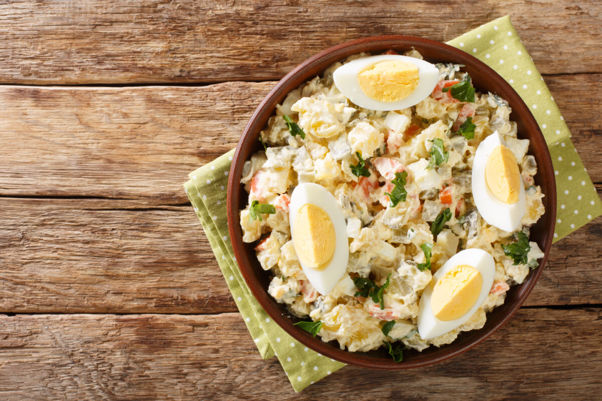 warm potato salad with hard boiled eggs